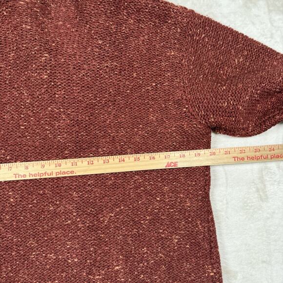 J McLaughlin Cable Knit Cardigan Sweater Chunky Size M Cashmere Silk Rust Red - Picture 5 of 6